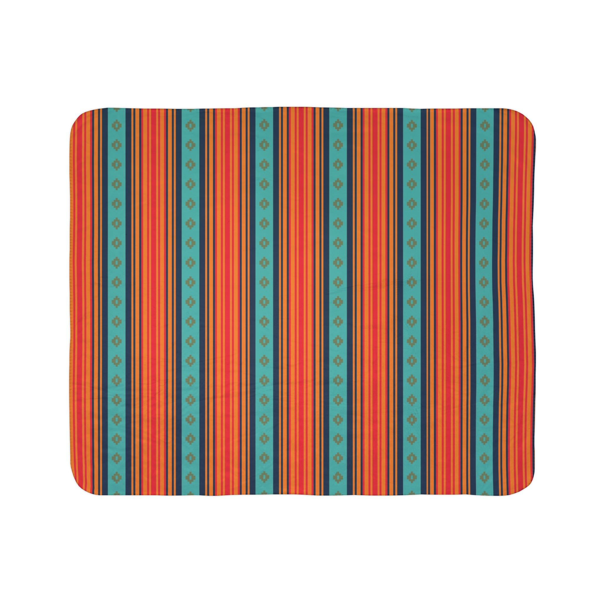Soft Fleece Sherpa Blanket with Southwestern Rio Grande Print - Warm Cozy Throw for Couch, Bed & Travel - Available in 2 Sizes