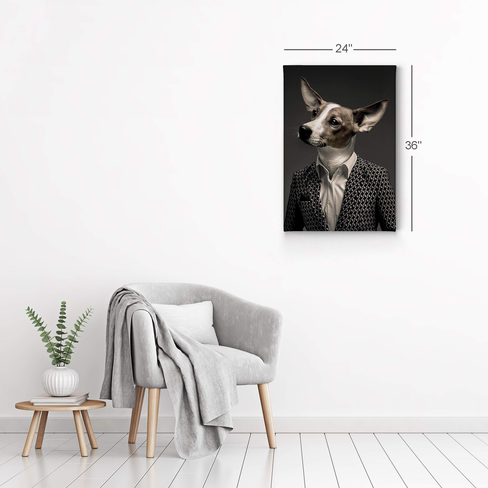 Premium Businessman Dog Portrait Canvas Wall Art - Funny Pet in Suit Print for Dog Lovers, Perfect Gift for Pet Owners (12x8 Inch) - Ideal for Office, Living Room, Bedroom & Nursery Decor