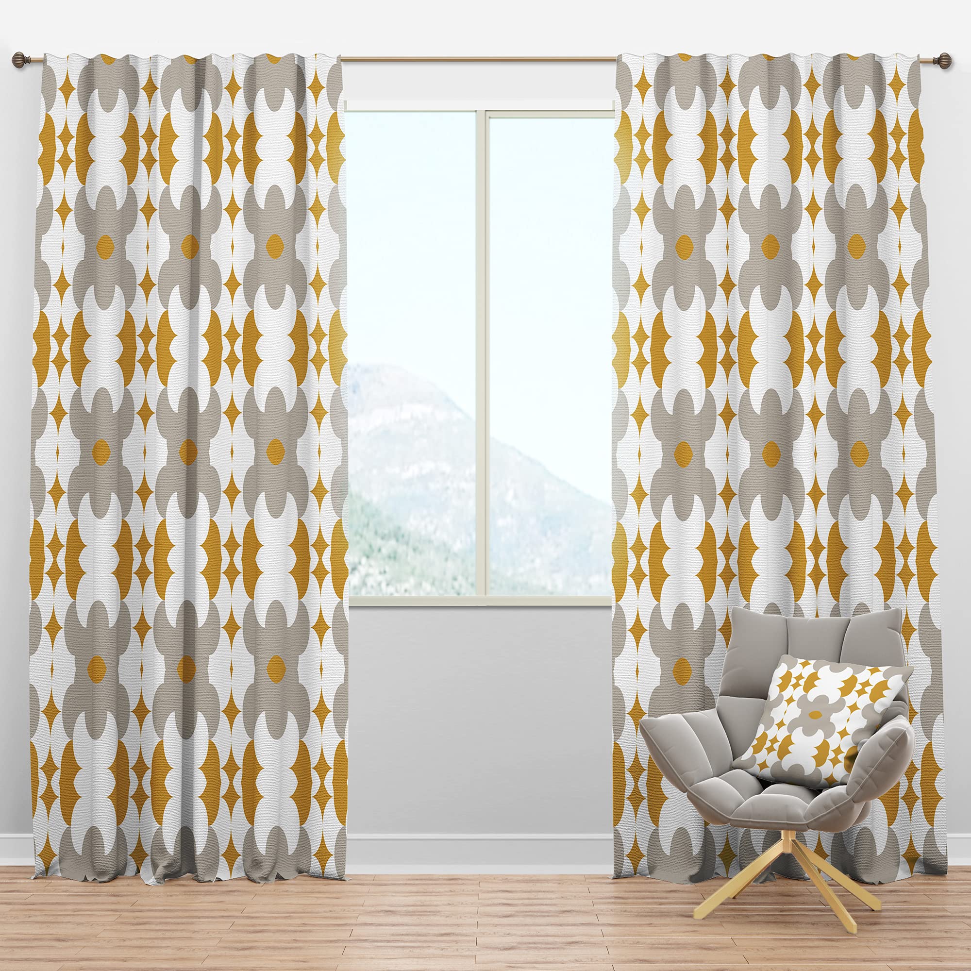 DesignQ Blackout Curtains - Retro Abstract Design XVIII - Thermal Insulated Bedroom & Living Room Curtains - Single Panel 52x84 Inches - Perfect for Light Blocking, Privacy & Temperature Control