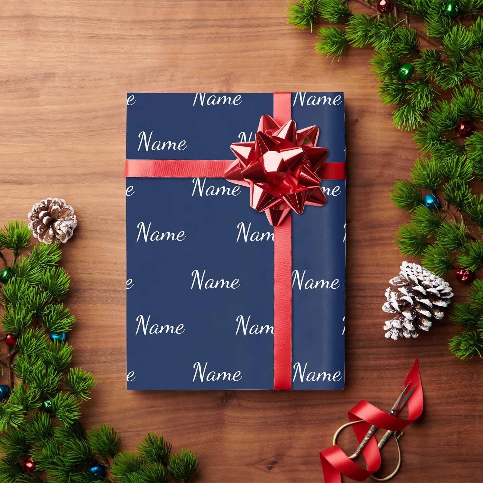 MyPupSocks Custom Printed Wrapping Paper with Logo - Personalized Navy Blue Gift Wrap for Birthdays, Christmas | Funny Text Design for Men & Women | 3 Rolls (58x23 inches) - Perfect for Holiday Gifts, Party Favors & Special Occasions
