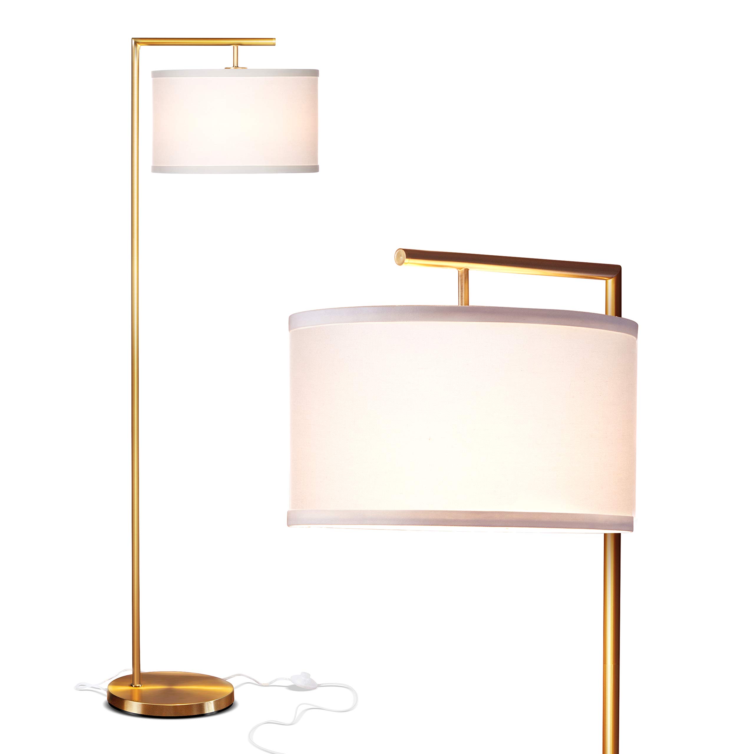 Brightech Montage Modern LED Floor Lamp - Tall Standing Light for Living Room, Bedroom & Office - Adjustable Corner Pole Lamp in Gold & Antique Brass - Perfect for Reading, Working & Contemporary Home Decor
