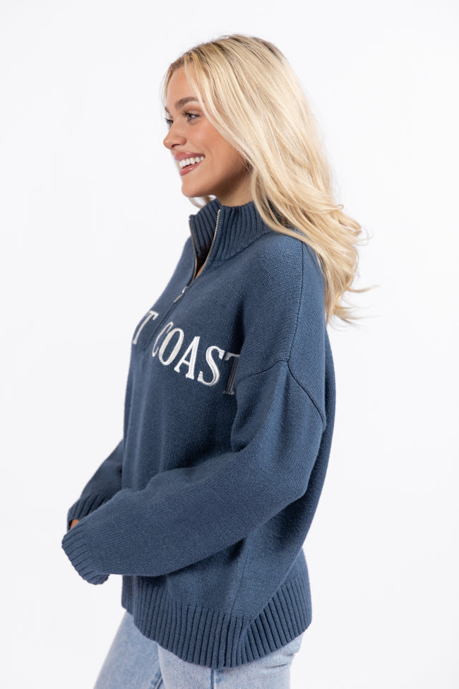 Roll With It Navy East Coast Quarter Zip Sweater - Men's Casual Pullover for Fall & Winter | Perfect for Outdoor Activities, Travel, and Work