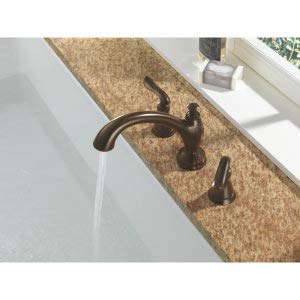 Delta Linden Gold Roman Tub Faucet TT2794-CZ in Champagne Bronze - Deck Mount Bathroom Faucet for Freestanding Tubs (Valve Not Included) - Perfect for Luxury Bathrooms & Spa Retreats