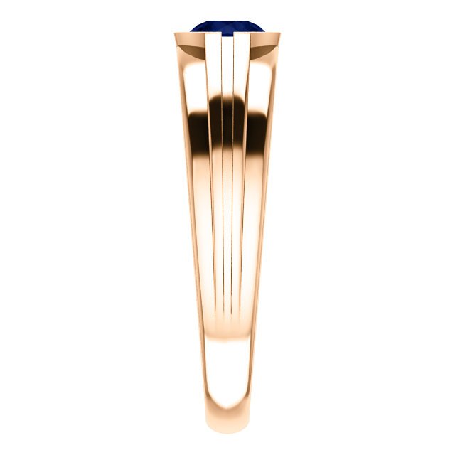 14K Gold Blue Sapphire Solitaire Ring for Men - 0.60 Carat Bezel Set Gemstone Wedding Band - Perfect for Engagement, Anniversary & Special Occasions