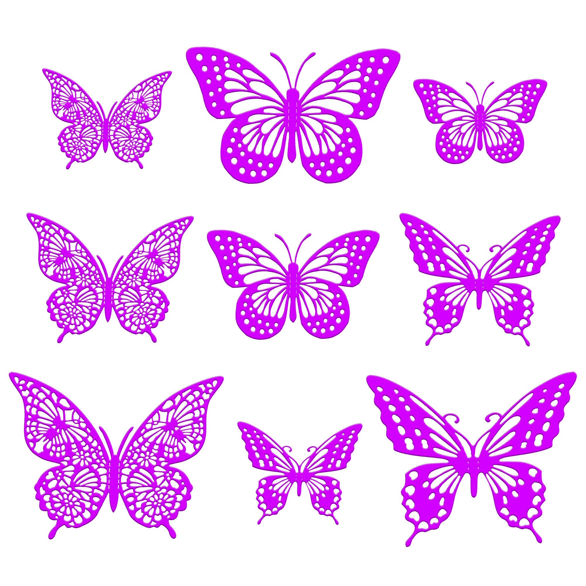Metallic Purple 3D Butterfly Cupcake Toppers - 36Pcs Hollow Art Cake Decorations for Baby Showers, Weddings, Anniversaries & Kids Birthday Parties - Elegant Wall & Dessert Decor Supplies | Perfect for Cake Decorating, Party Themes & Sweet Table Displays