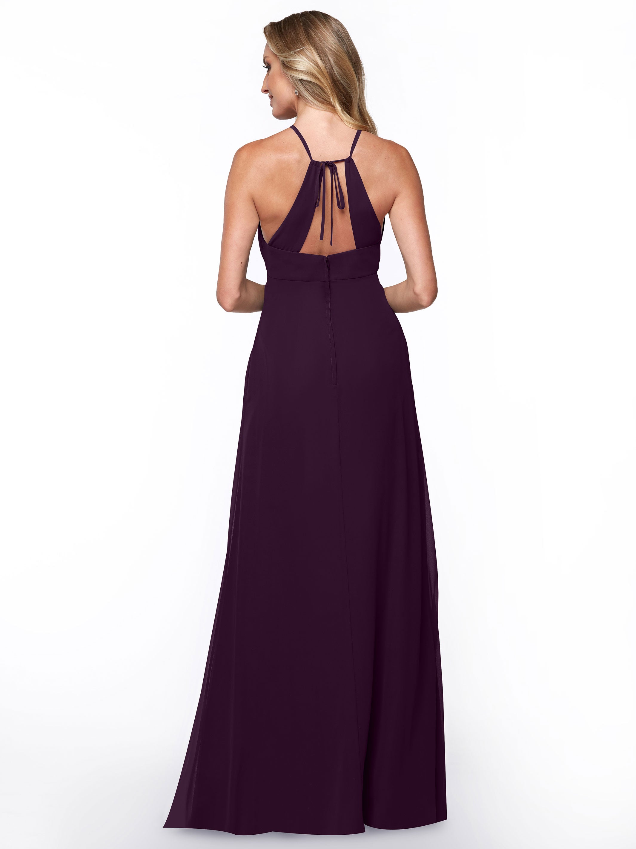 Elegant A-Line Chiffon Bridesmaid Dress with Keyhole Halter Neckline - Perfect for Weddings, Formal Events & Special Occasions