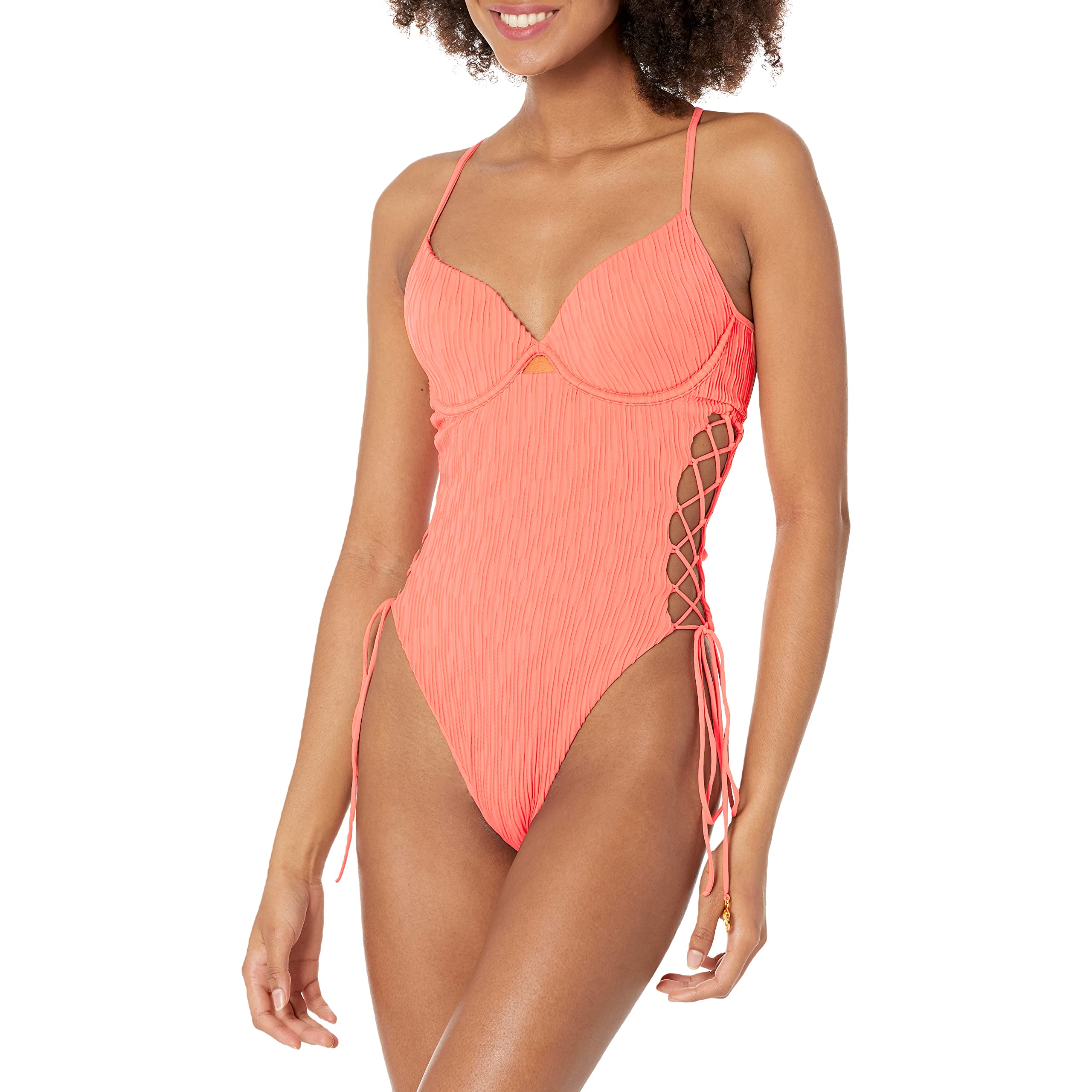 Luli Fama River Dance Peek a Boo Underwire One Piece Bodysuit - Sexy Swimwear for Women, Adjustable Straps & Supportive Cup - Perfect for Beach, Pool Party & Vacation