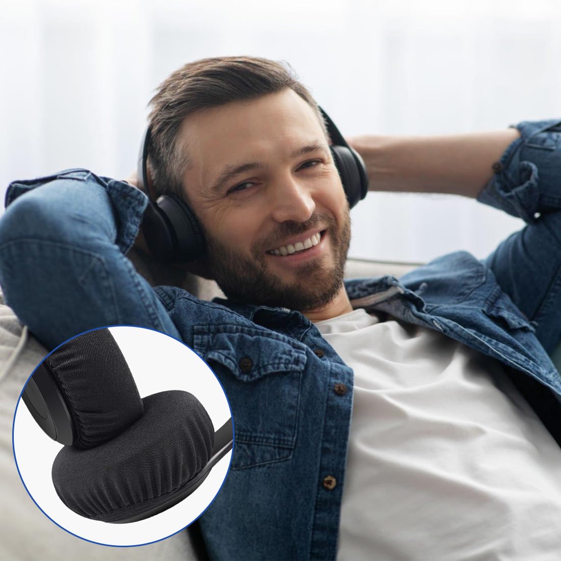 EIHI 3 Pairs Headphone Covers, Hygienic Earpad Protectors for 90-105mm Headphones, Anti-Dust & Sweat-Proof Ear Cushion Covers (3 Colors) - Perfect for Gym, Travel & Shared Headphone Use