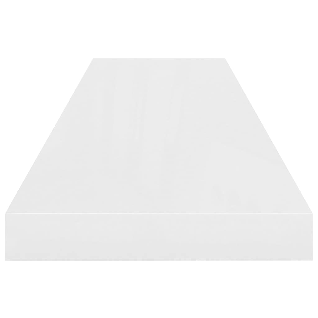 CHARMMA 323755 Floating Wall Shelves Set of 2 - High Gloss White MDF Shelves (35.4