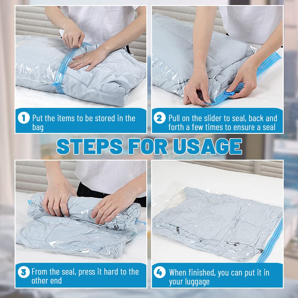 5Pcs Small Vacuum Storage Bags for Clothes - 50x40cm/20x16in Space Saver Compression Bags, Hand Rolled Dust Proof Travel Organizer - Perfect for Travel, Seasonal Clothing Storage & Space Saving in Closet