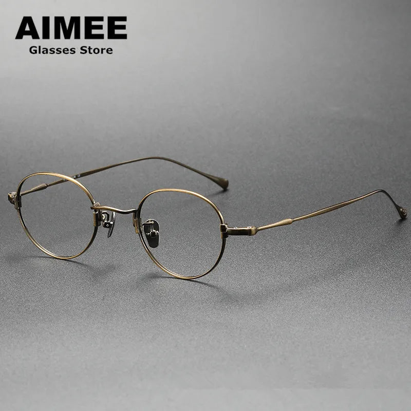 Aimee Unisex Full Rim Round Oval Titanium Eyeglasses 111053 - Lightweight & Durable Titanium Frame for Men & Women - Perfect for Reading, Work & Everyday Use