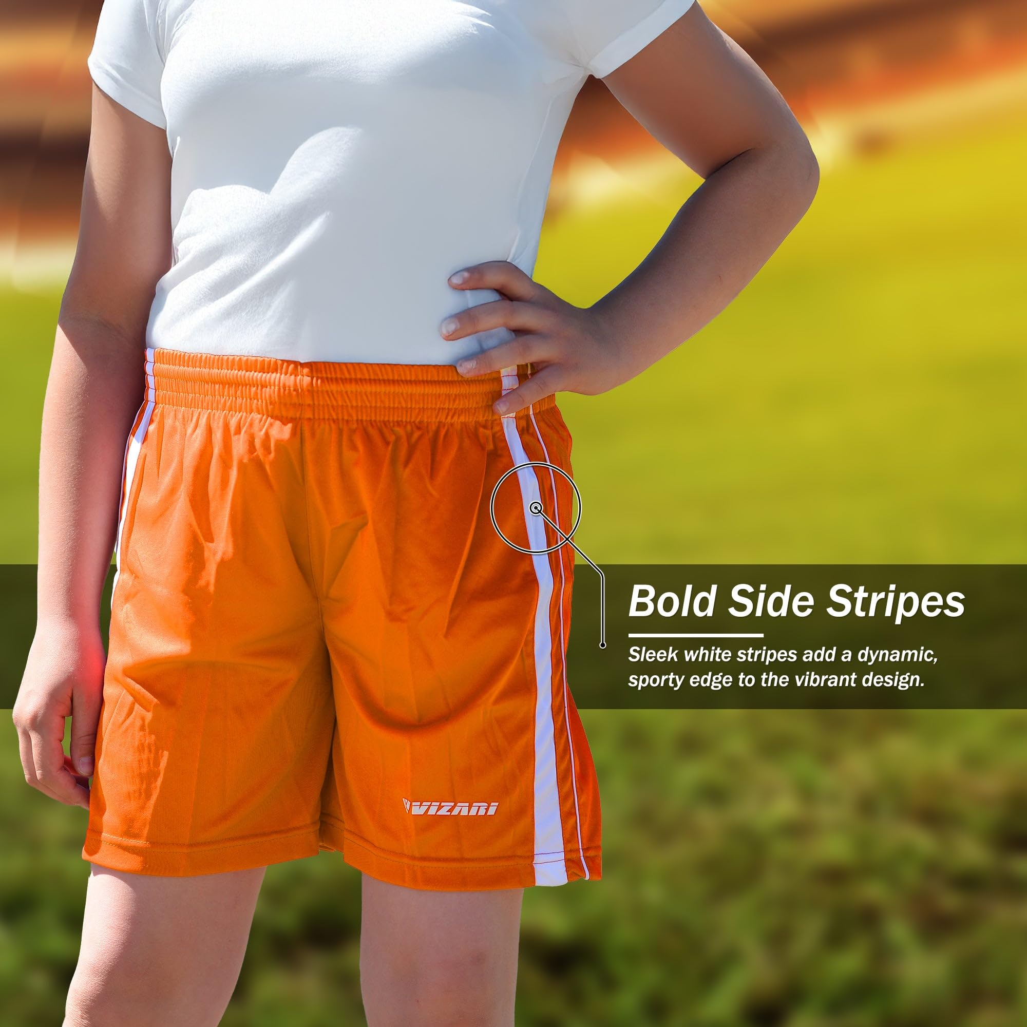 Vizari Men's & Women's Athletic Shorts - Lightweight Breathable Polyester Soccer Shorts for Gym, Running, Workout & Sports | Perfect for Training, Jogging, and Outdoor Activities