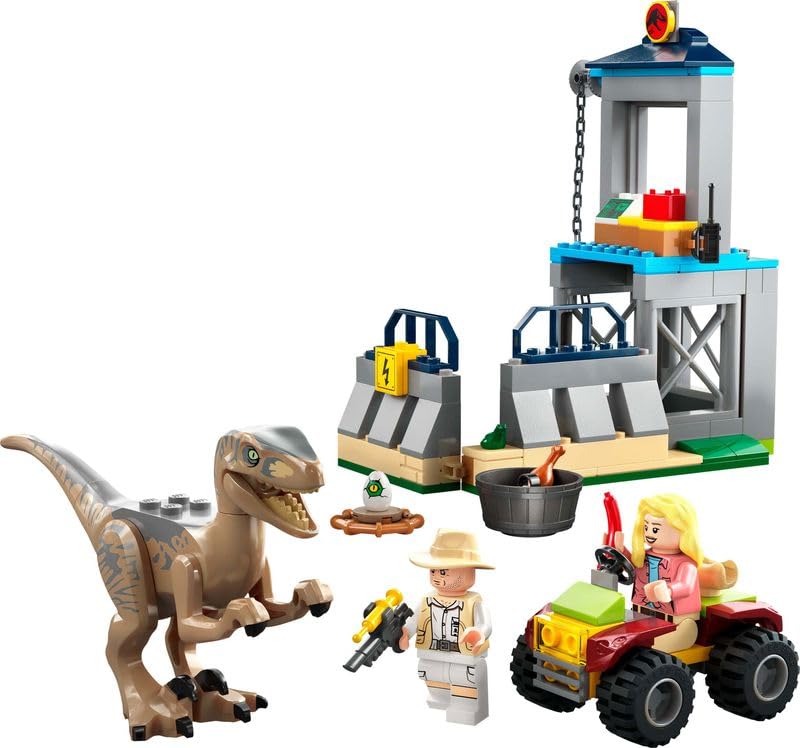 LEGO Jurassic Park Velociraptor Escape Building Toy Set with Dinosaur, Constructible Building, Off-Road Vehicle & 2 Minifigures - Creative Play Gift for Boys & Girls Ages 4+ (76957) - Perfect for Jurassic Park Fans, Birthday Gifts & Dinosaur-Themed Playtime