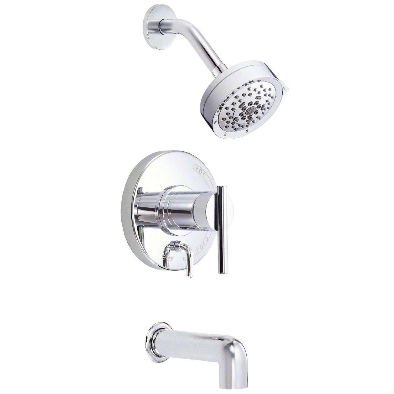 Danze Parma Modern Chrome Single Handle Tub and Shower Faucet with Rough-in Valve - Perfect for Bathroom Renovation and Spa-Like Shower Experience