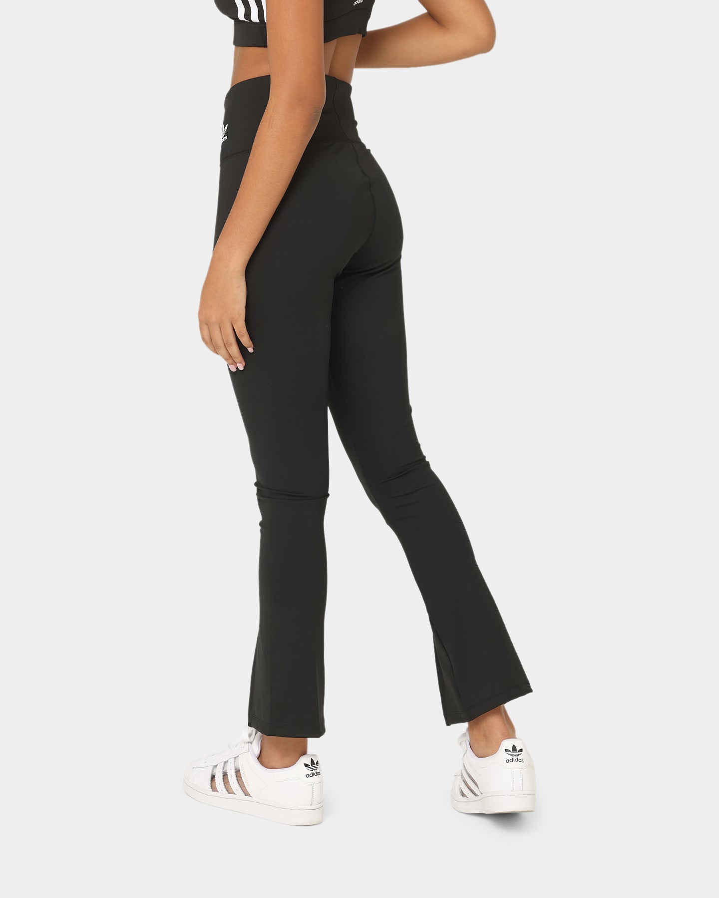 Adidas Women's Open Hem Workout Tights - Black - High Waisted Yoga Pants for Running, Gym & Lounge Wear