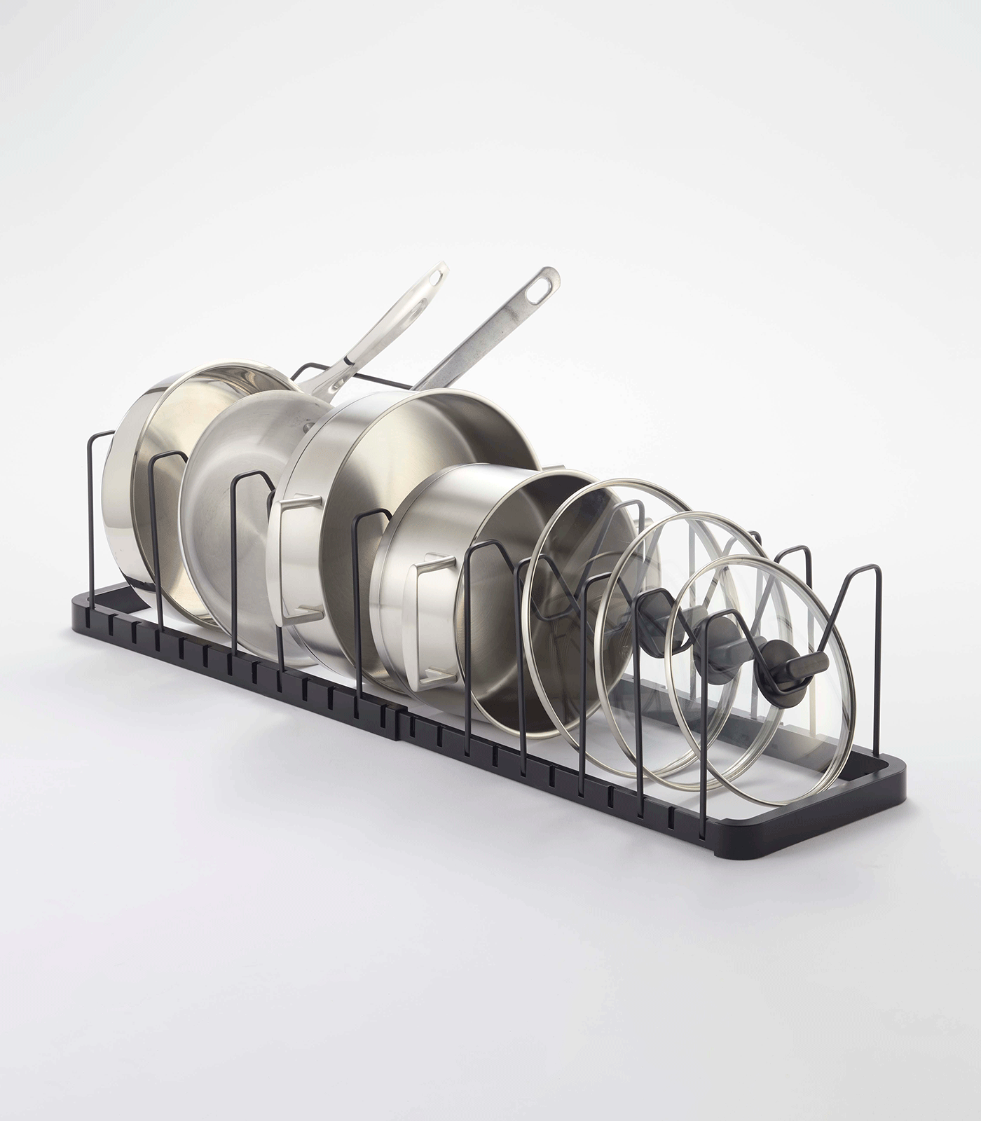 Adjustable Pot Lid Organizer - Heavy Duty Steel Kitchen Cabinet Organizer for Lids & Pans - Space Saving Storage Solution for Pots, Pans & Cookware Lids (Perfect for Small Kitchens & Clutter-Free Cabinets)