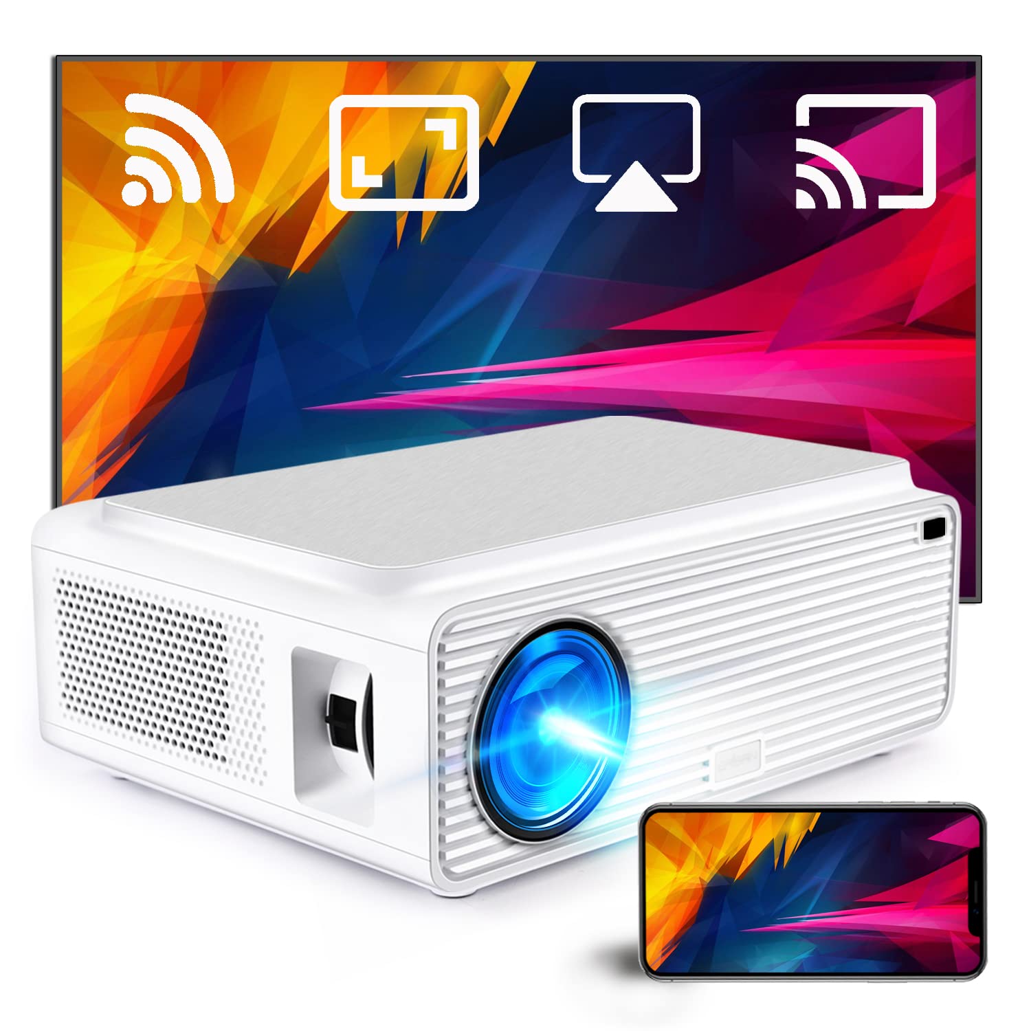Sinometics 1080P WiFi Projector - Native HD Resolution, 300