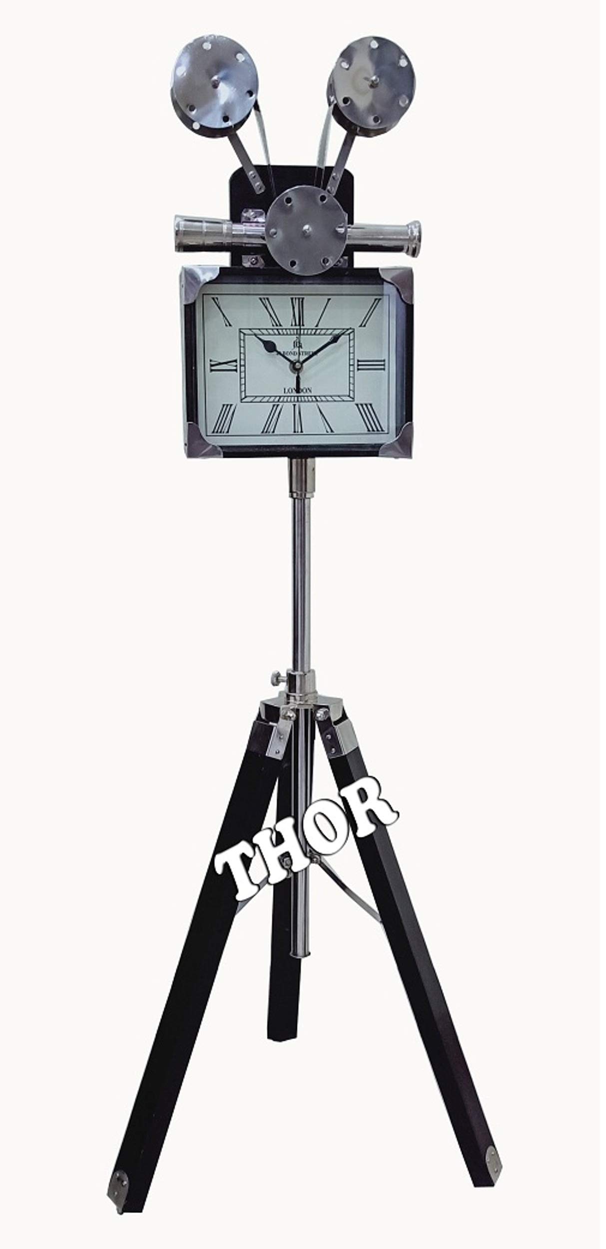 Vintage Nautical Marine Wooden Clock with Tripod Stand - Rustic Home & Office Decor - Perfect Gift for Sailors, Beach Houses, and Coastal-Themed Interiors