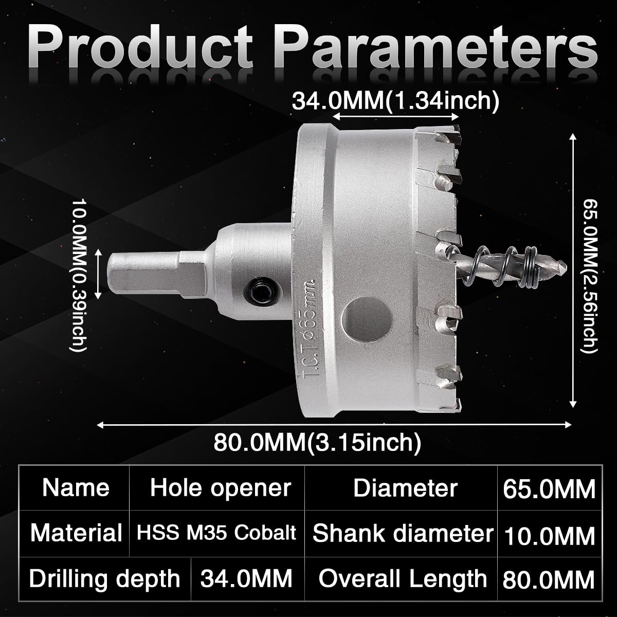 KATUR 65mm Tungsten Carbide Tipped Hole Saw Set - Professional TCT Drill Bit for Cutting Stainless Steel, Metal Sheets & Hard Materials - Perfect for Plumbing, HVAC & Metal Fabrication Projects