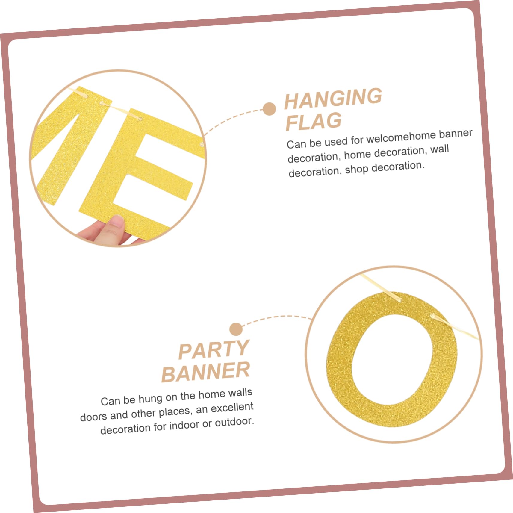 PLAFOPE Gold Party Banner - Hanging Welcome Home Decor for Birthday, Wedding & Holiday Celebrations | Elegant Letter Flags for Indoor & Outdoor Party Background Decoration