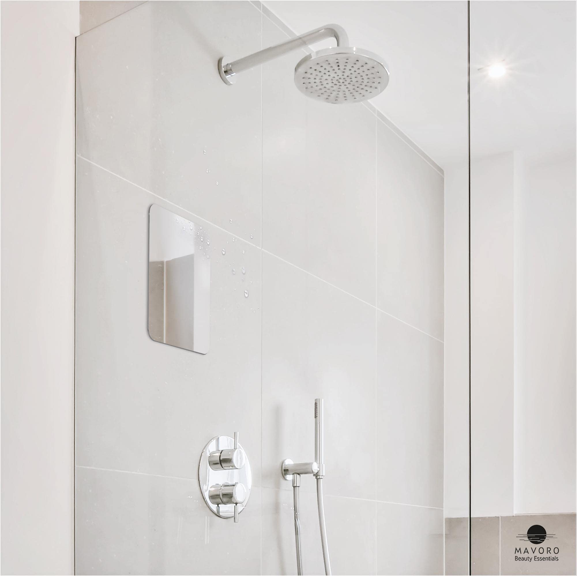 Premium Mavoro Shower Shaving Mirror - 7x9 Inch Unbreakable Acrylic Mirror with 3M Adhesive - Fog Resistant, Frameless Design, Peel & Stick Installation - Safe Glassless Mirror for Kids - Perfect for Bathroom, Gym Locker & Travel Use