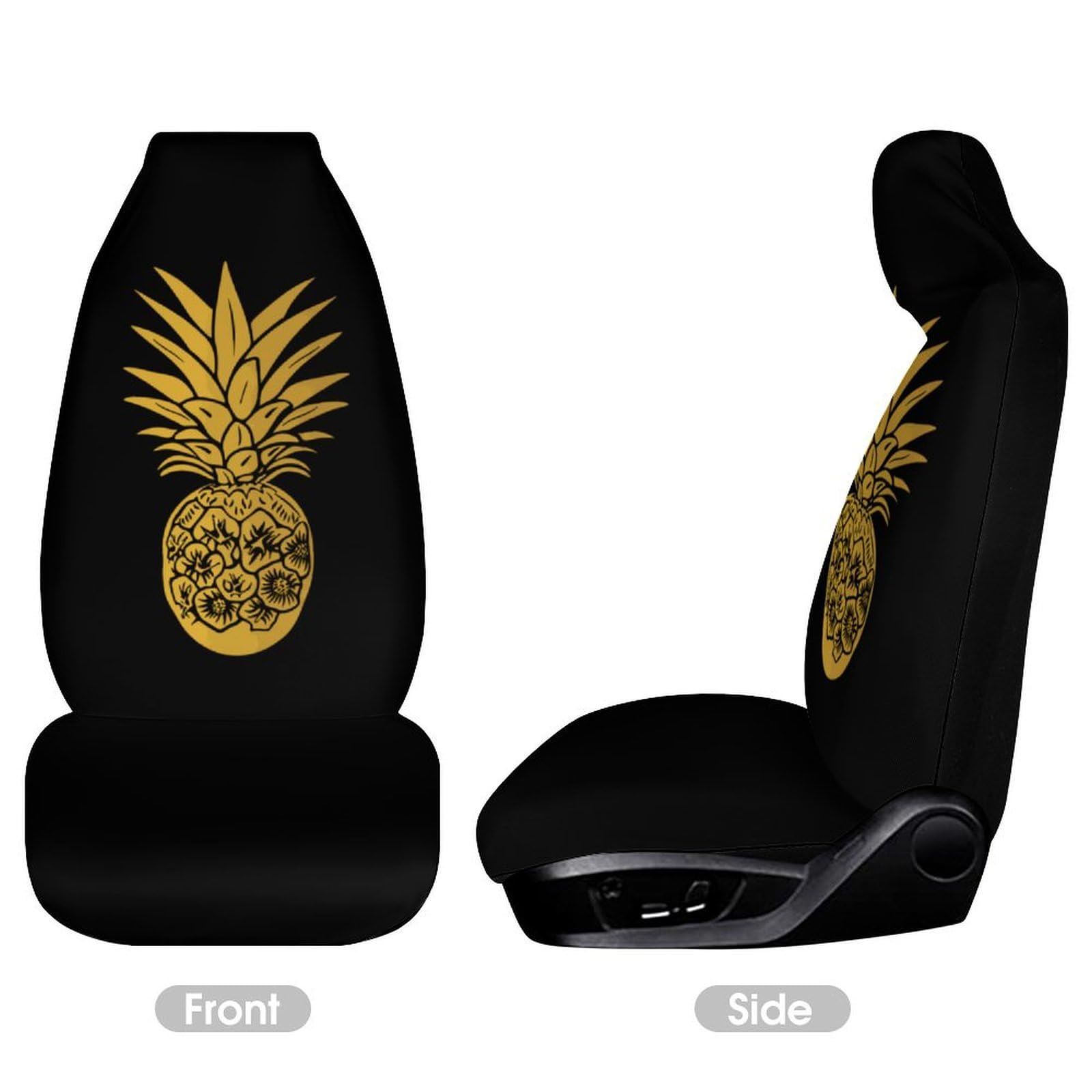 Universal Pineapple Print Car Seat Covers - 1PC Front Seat Protector for Cars & Trucks | Waterproof Auto Interior Accessories | Perfect for Beach Trips, Summer Drives & Tropical-Themed Vehicles