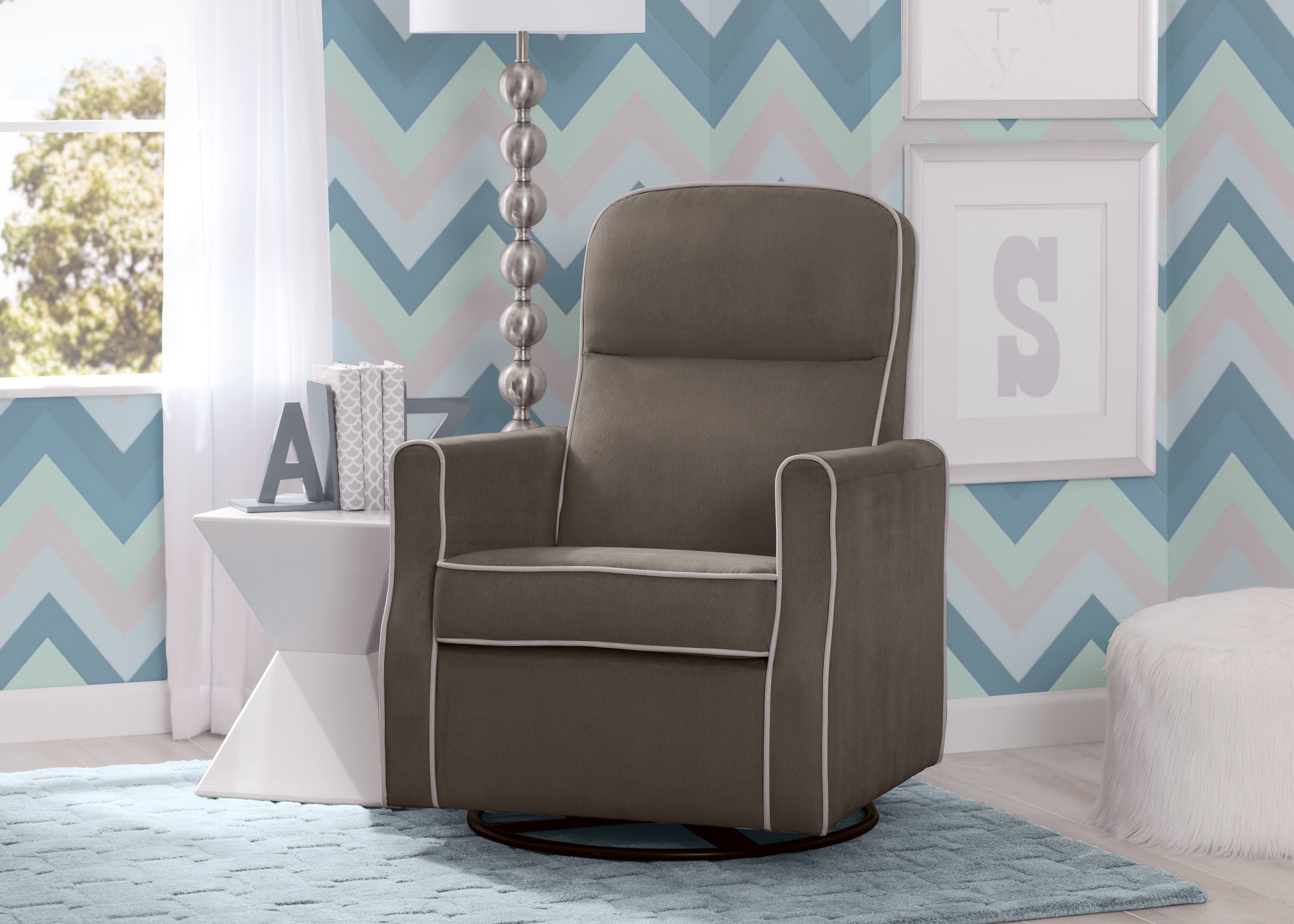 Clair Slim Nursery Glider Swivel Rocker Chair - Modern Baby Nursery Rocking Chair with Smooth 360° Swivel & Glide Motion - Perfect for Breastfeeding, Soothing Baby to Sleep & Nursery Decor