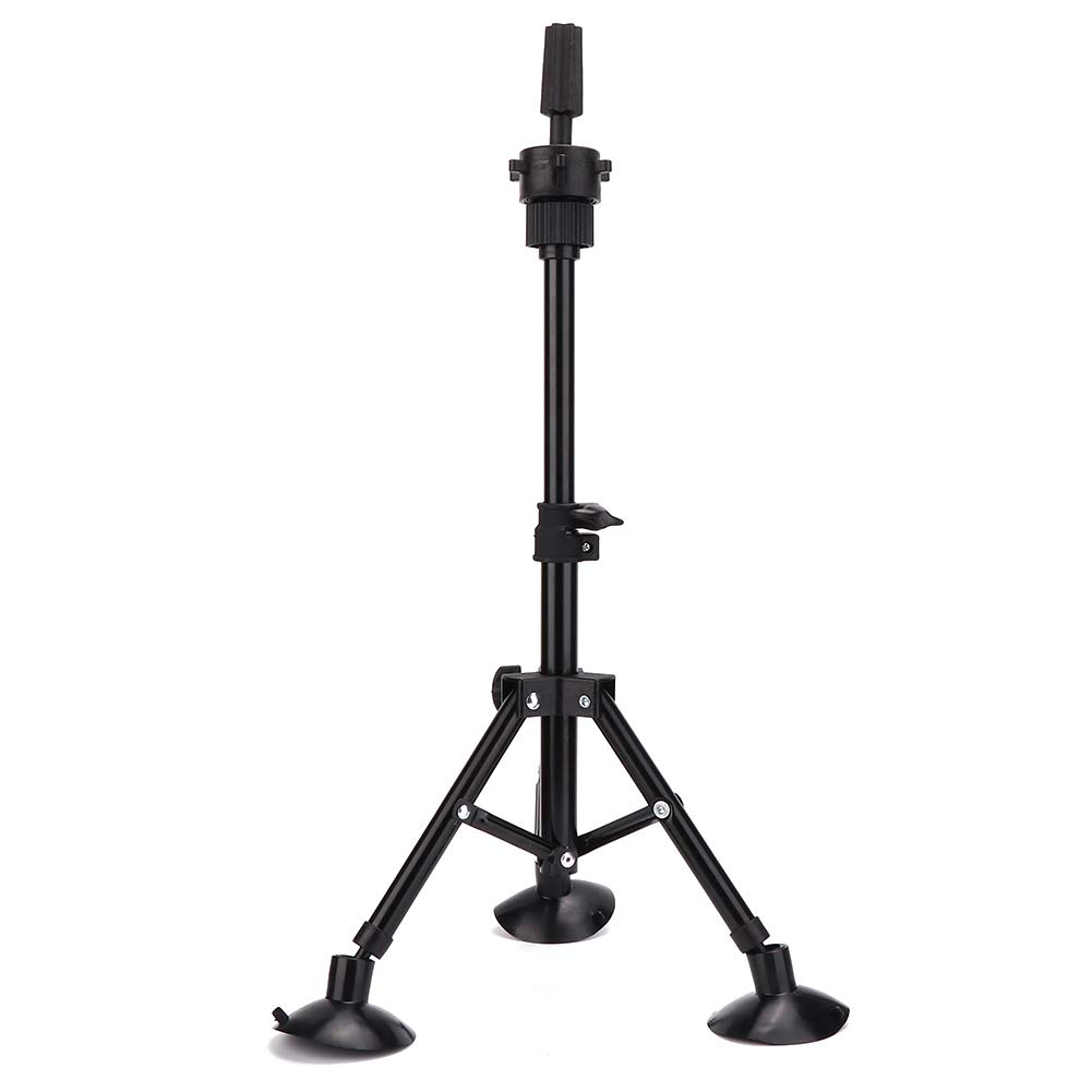 BTIHCEUOT Stainless Steel Wig Head Holder - Reusable Wig Stand for Styling, Training & Display - Adjustable Tripod Mannequin Head Mold (Black) | Perfect for Salon, Cosplay & DIY Hairdressing Practice