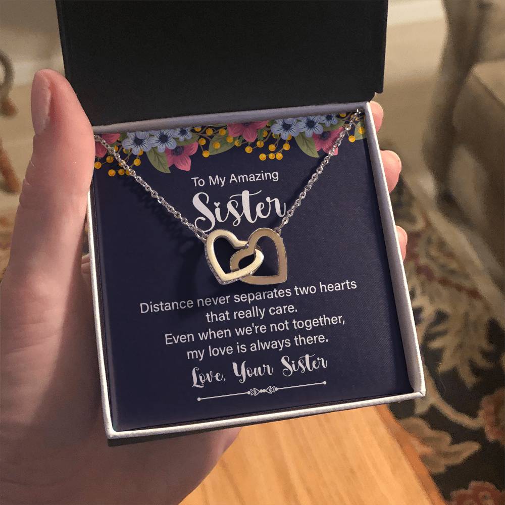 Interlocking Hearts Necklace for Sister - Elegant Christmas & Birthday Gift for Women - Perfect for Anniversaries, Valentine's Day & Special Occasions