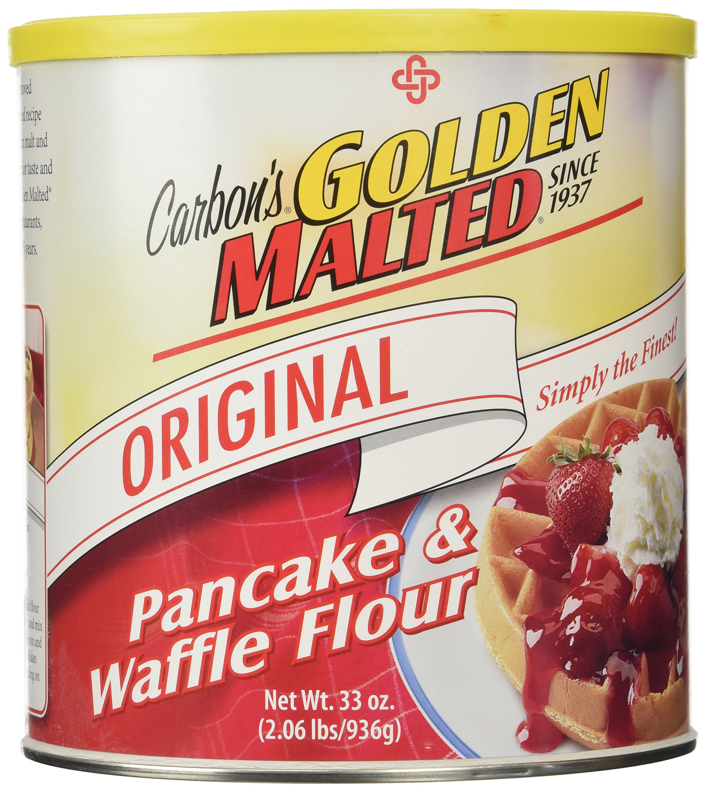 Golden Malted Waffle & Pancake Flour - Original Mix (33 oz Can) - Perfect for Breakfast, Brunch & Family Gatherings