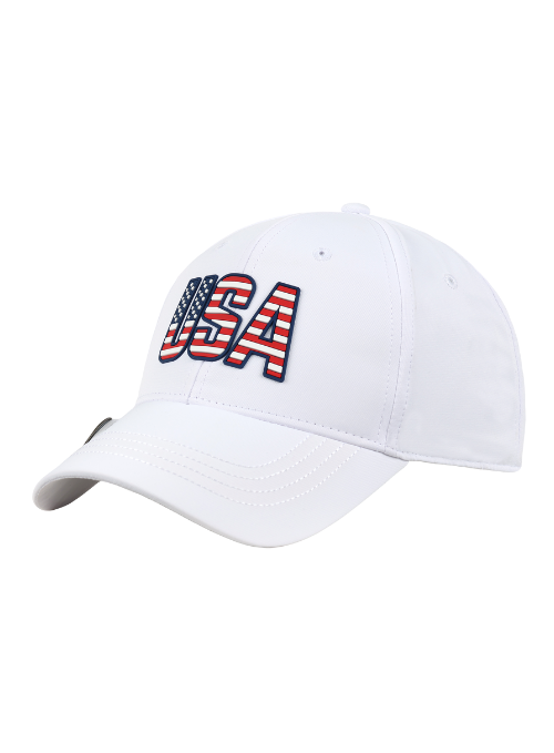 Americana White Performance Polyester Golf Ball Marker Cap - Lightweight & Moisture-Wicking for Men & Women - Perfect for Sunny Golf Courses & Outdoor Sports