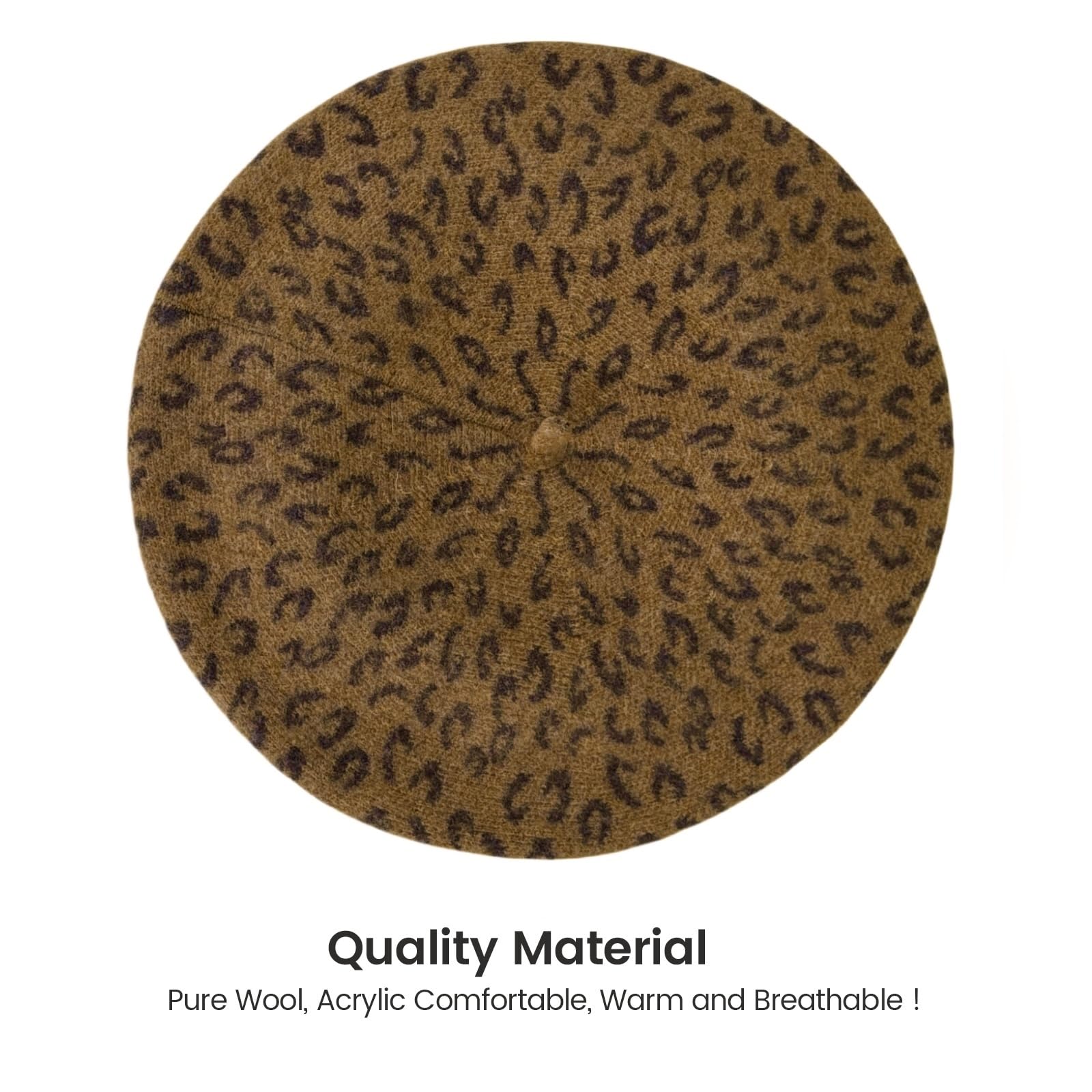 Classic Wool Leopard Print Beret Hat for Women & Men - French Painter Style Winter Warm Hat for Fashion & Outdoor Activities