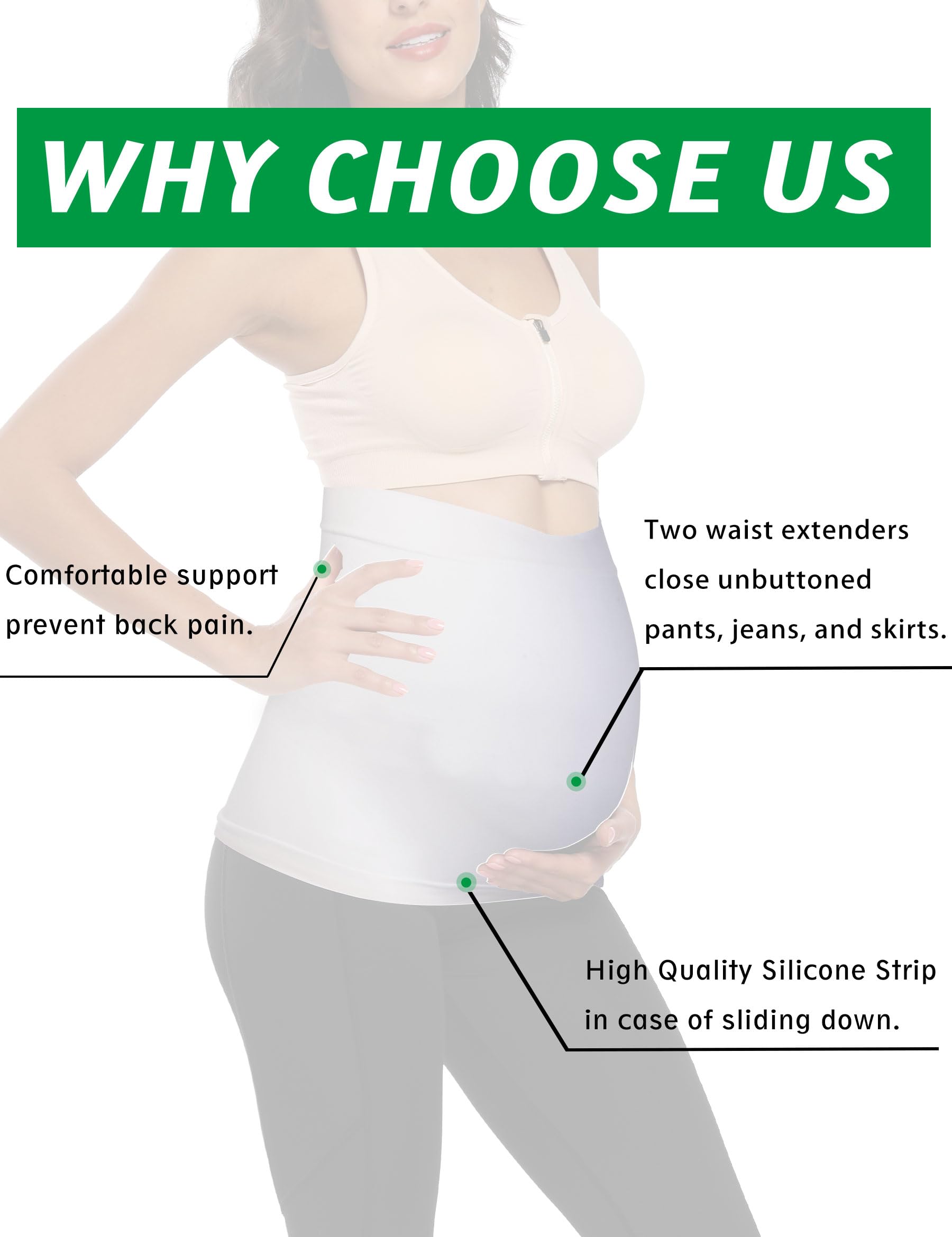 Best Maternity Belly Bands for Pregnant Women - Comfortable Pregnancy Support Belt for Pants & Jeans - Postpartum Belly Wrap for Recovery - Perfect for Work, Exercise & Daily Comfort