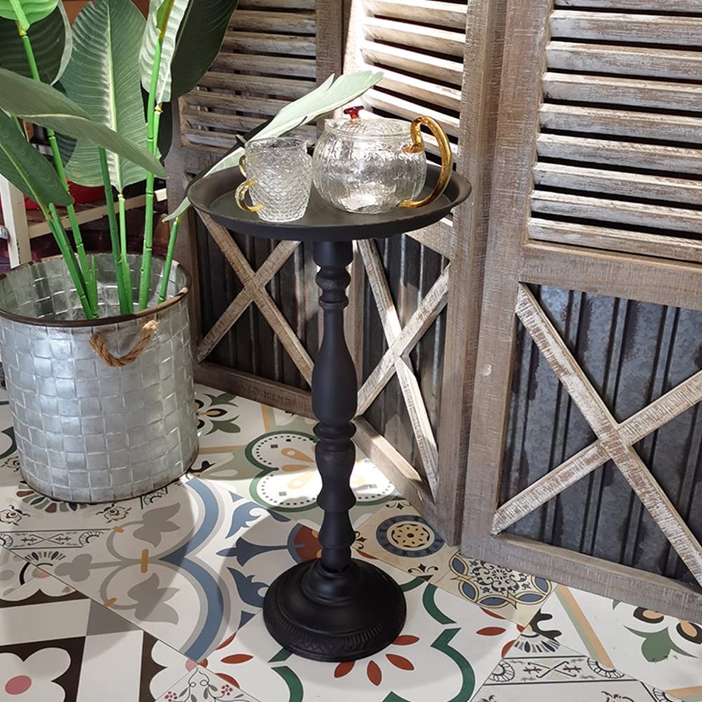 Small Round Accent Table - Farmhouse & Shabby Chic End Table for Living Room, Office, Bedroom - Bird Decor Side Table - Compact Black Coffee Table (Perfect for Small Spaces & Home Decor)