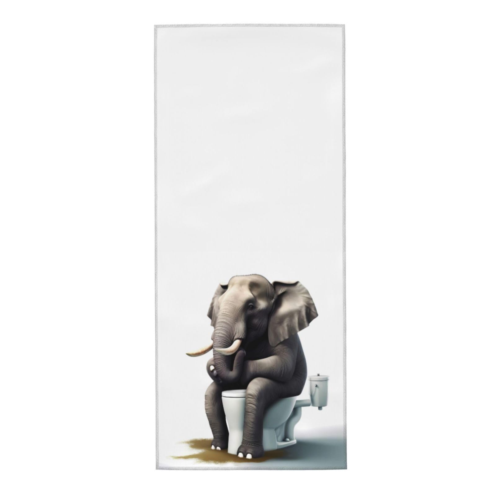 Funny Elephant Sitting on Toilet Soft Fingertip Towels - 12x27.5 Inch Absorbent Hand & Dish Towels for Bathroom, Kitchen - Perfect for Gifts, Home Decor & Humorous Bathroom Accessories