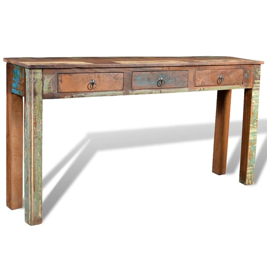 ROSEBEAR Reclaimed Wood Console Table with 3 Drawers - Entryway Sofa Table, Hallway Accent Table & Living Room End Table - Rustic Farmhouse Home Decor