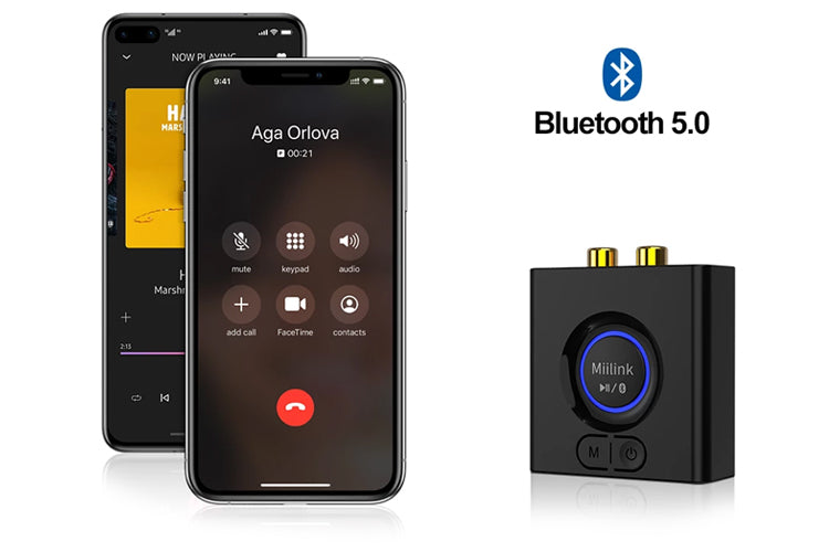 1Mii MiiLink ML200 Bluetooth 5.0 Audio Receiver - Wireless Music Streaming Adapter for Home Stereo, Car Audio & Speakers | AUX RCA Output | Long Range Connectivity | Plug & Play Setup