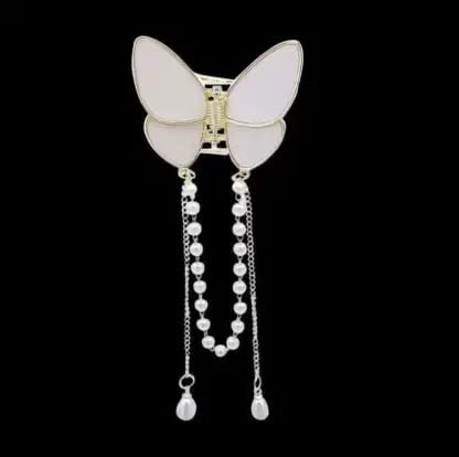 1 PCS White Marble Butterfly Hair Claw Clip for Women & Girls - Elegant Wedding Hair Accessory, Perfect for Bridal, Prom & Special Occasions