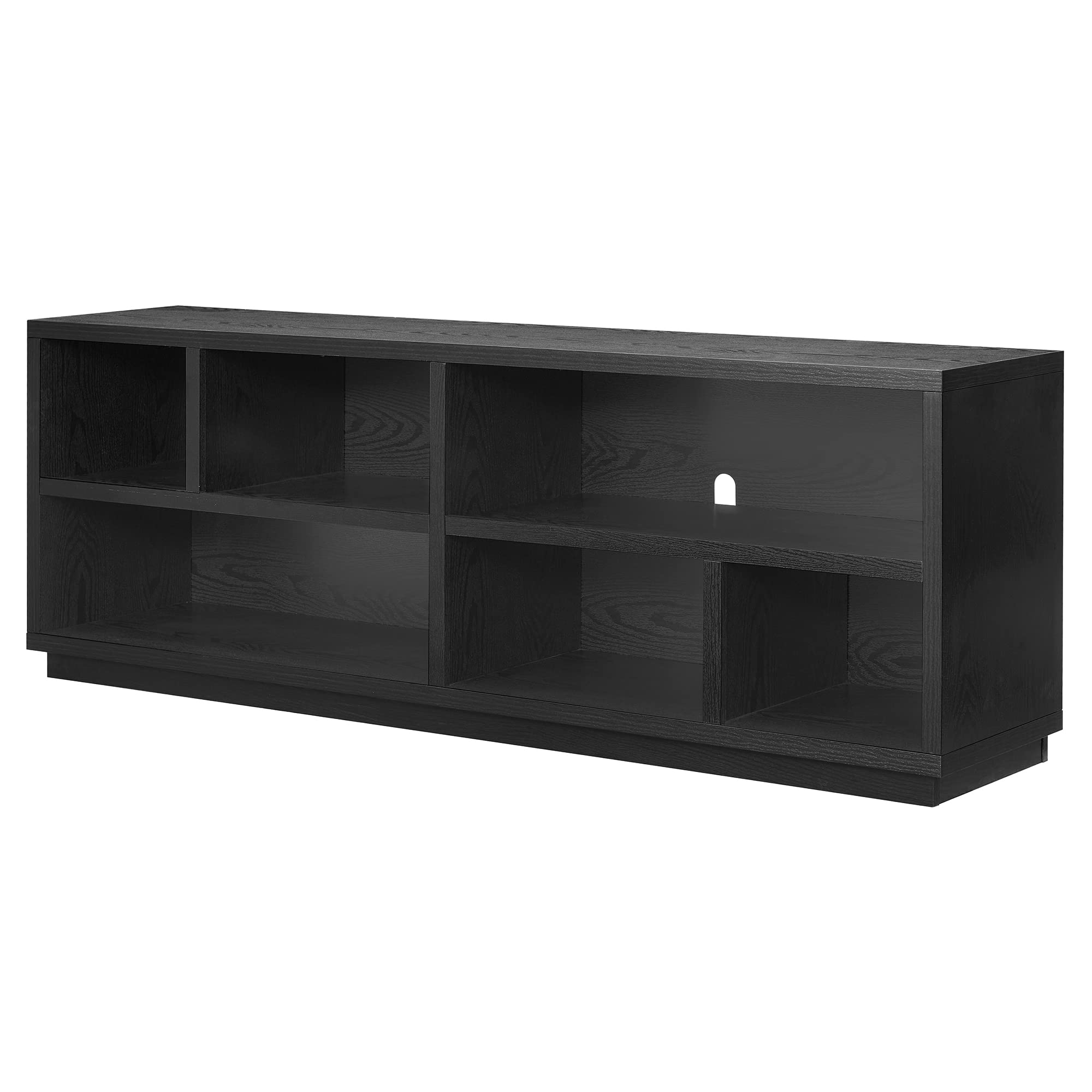 Bowman 75 Inch TV Stand - Black Grain Wood Entertainment Center with Storage Shelves for Living Room, Bedroom & Home Theater