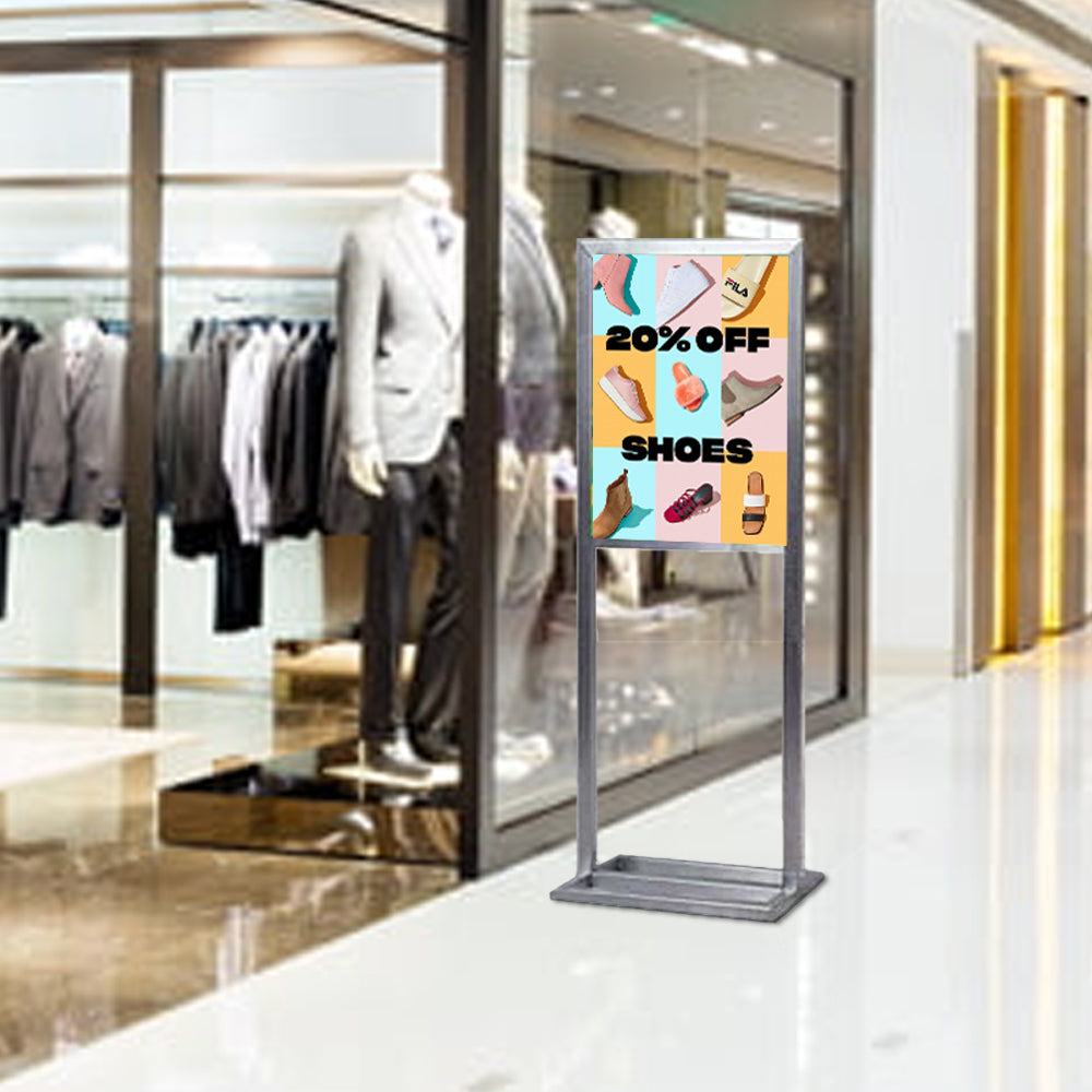 22x28 Heavy Duty Steel Indoor Sign Stand with Double Post for Posters & Graphics - Two-Sided Viewing for Retail Stores, Events & Trade Shows