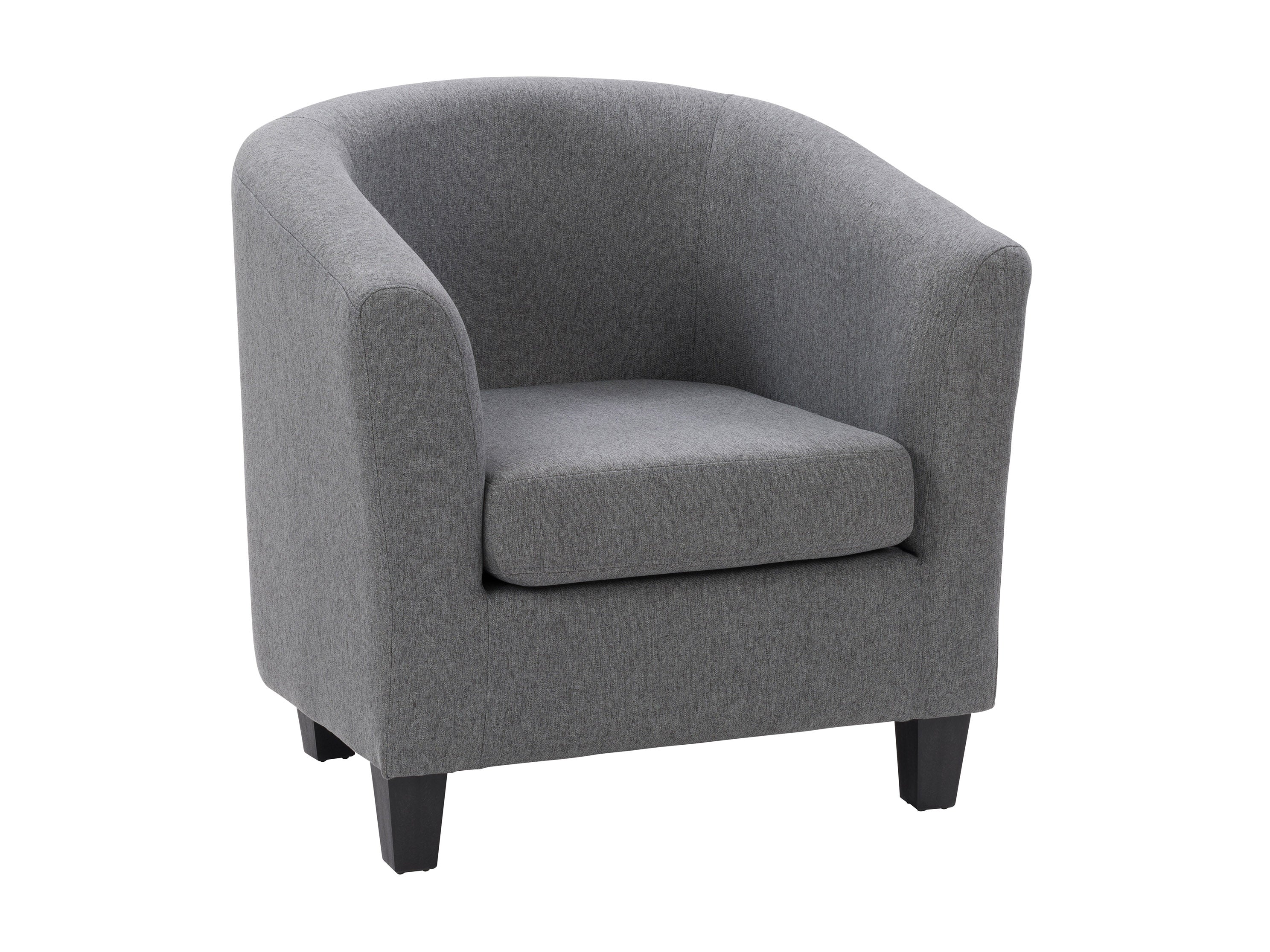 Elwood Tub Chair Grey - Modern Accent Chair for Living Room, Bedroom, or Office - Comfortable Upholstered Lounge Chair with Sturdy Wooden Legs