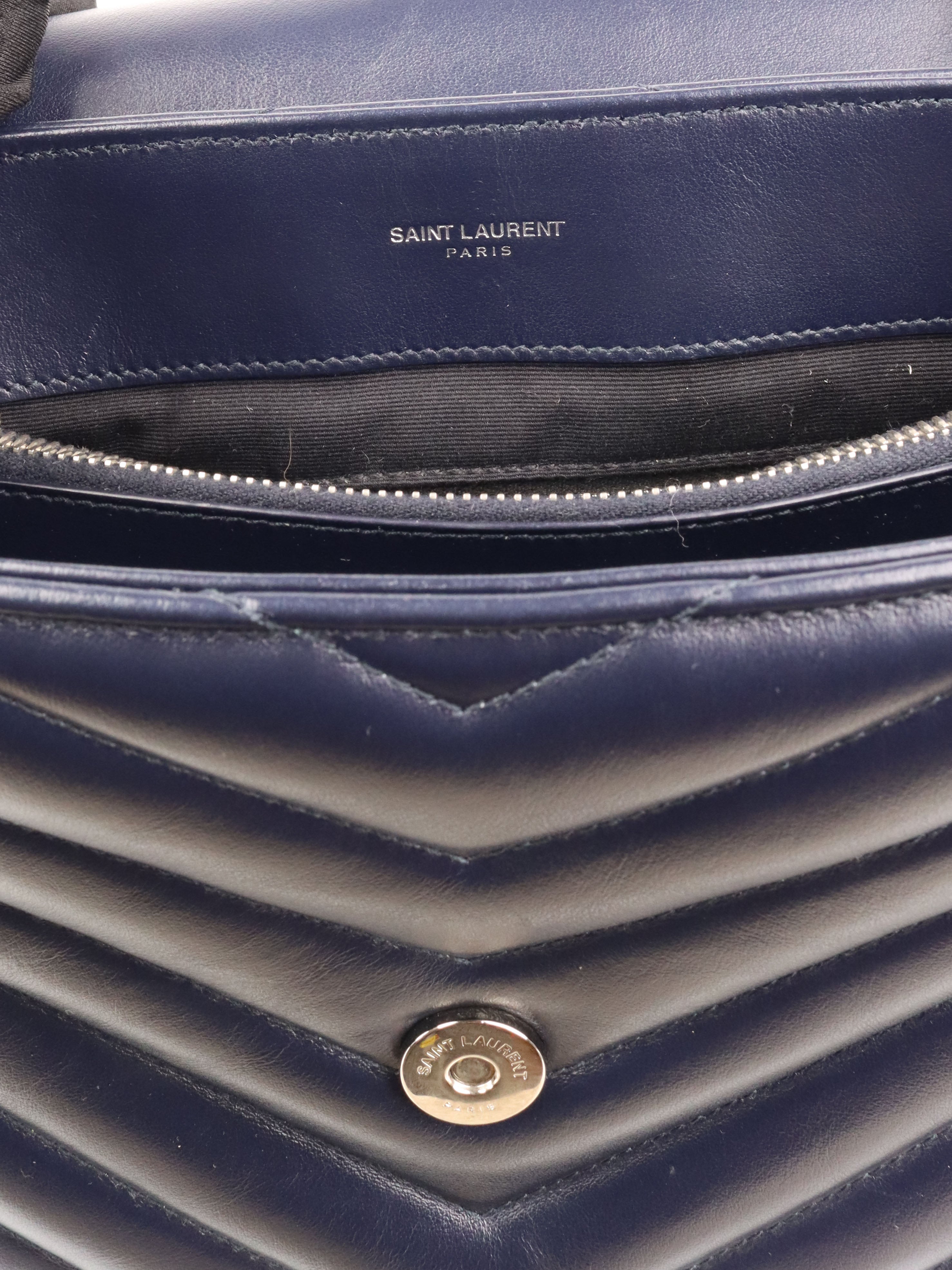 Saint Laurent Medium Navy Loulou Bag - Luxury Designer Shoulder Handbag for Women | Perfect for Work, Evening Events & Travel Accessories