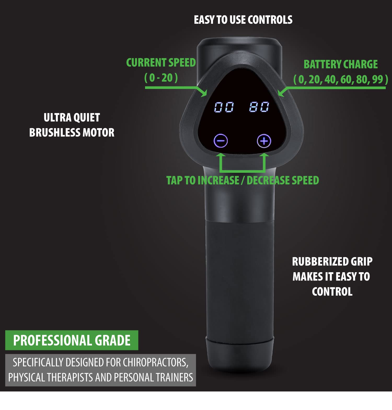 Body Drummer Pro-X Percussion Massage Gun - Deep Tissue Pain Relief, 6 Massage Heads, 20 Speed Levels, Rechargeable & Quiet - Perfect for Post-Workout Recovery, Muscle Relaxation & Chronic Pain Relief
