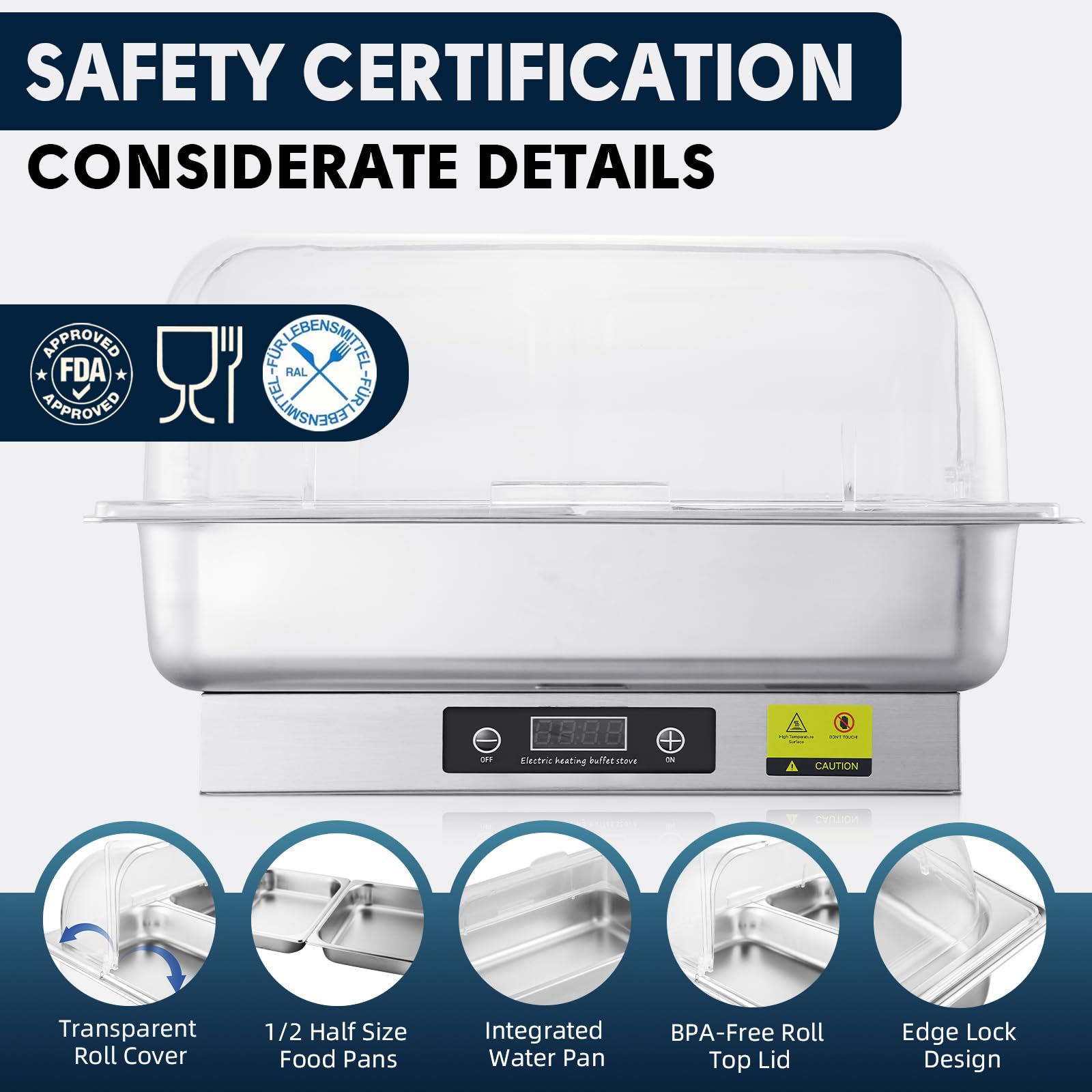Electric Chafing Dish Buffet Set - 2 x 4.5QT Half Size with Temperature Control Display, 700W Roll Top Food Warmer for Catering, Parties & Buffet Serving - Perfect for Restaurants, Weddings & Events