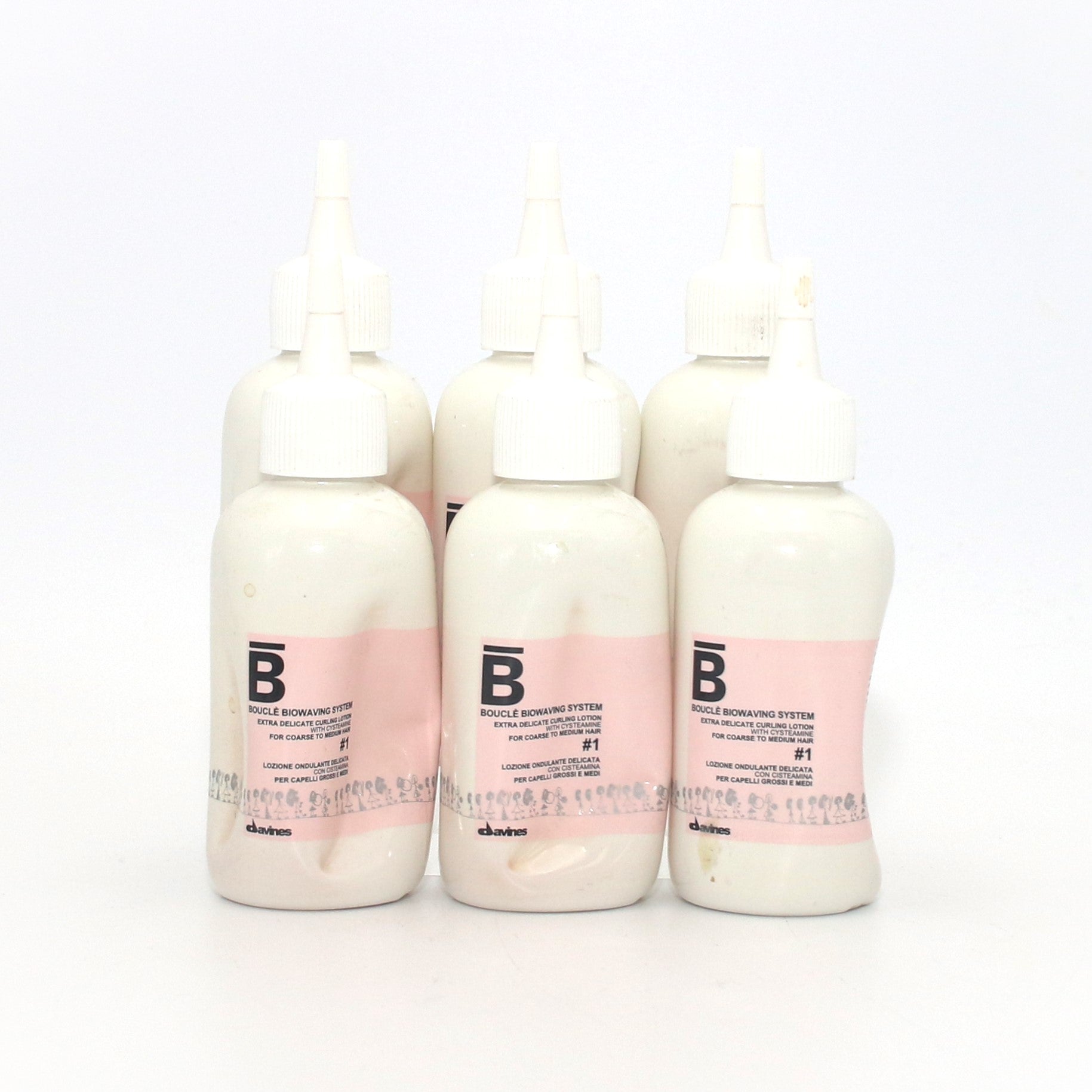 Davines Boucle Biowaving System Extra Delicate Curling Lotion #1 (Set of 6) - Professional Curl Defining Treatment for Natural & Permed Hair - Salon & Home Use