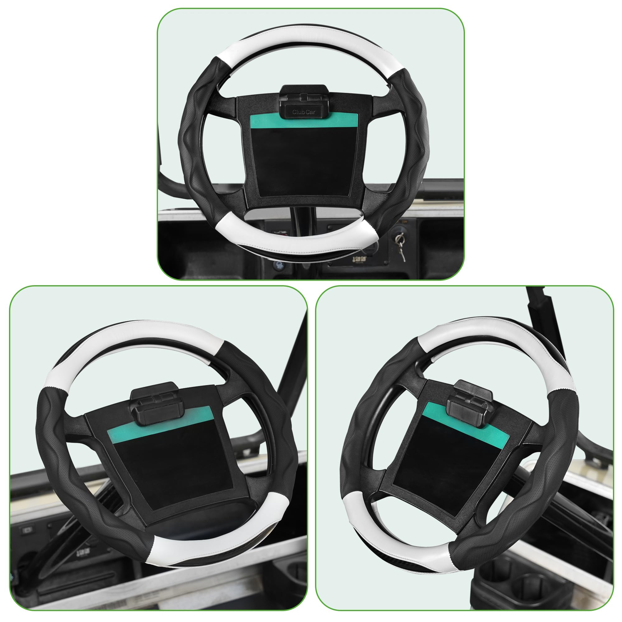 Upgraded 14 Inch Golf Cart Steering Wheel Cover - Anti-Slip Microfiber with PU Leather - Fits Yamaha, Club Car DS & Precedent - Perfect for Golf Carts, Utility Vehicles & Outdoor Adventures