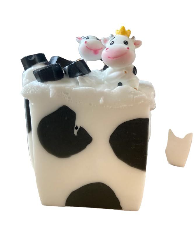Organic Cow-Themed Handmade Soap Bar with Cute Cow Figure - Natural Moisturizing & Exfoliating for Sensitive Skin - Perfect for Farmhouse Decor, Rustic Bathroom, and Unique Gift Ideas