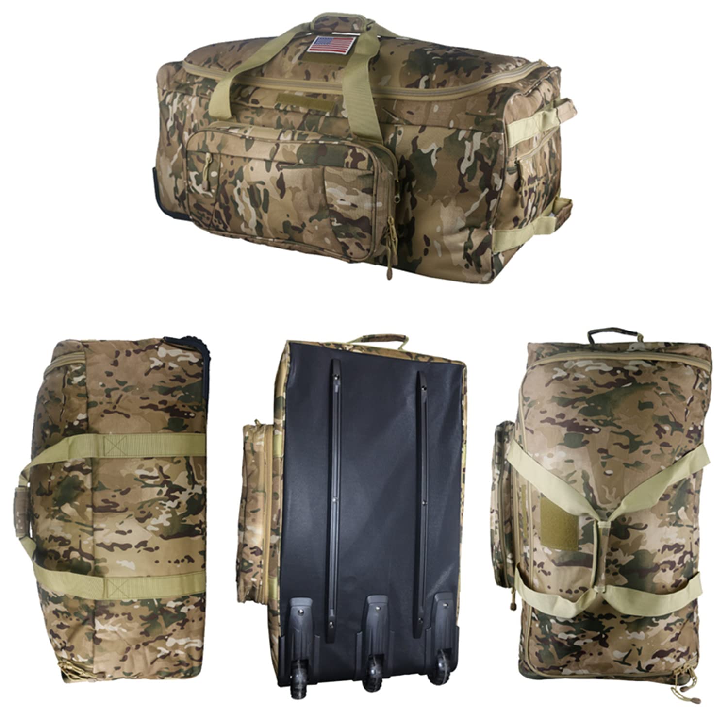 Greencity 32 Inch Extra Large Rolling Duffel Bag with Wheels - Heavy Duty Military Wheeled Suitcase for Travel, Camping & Deployment (Camo Pattern) | Perfect for Army Gear, Sports Equipment & Long Trips