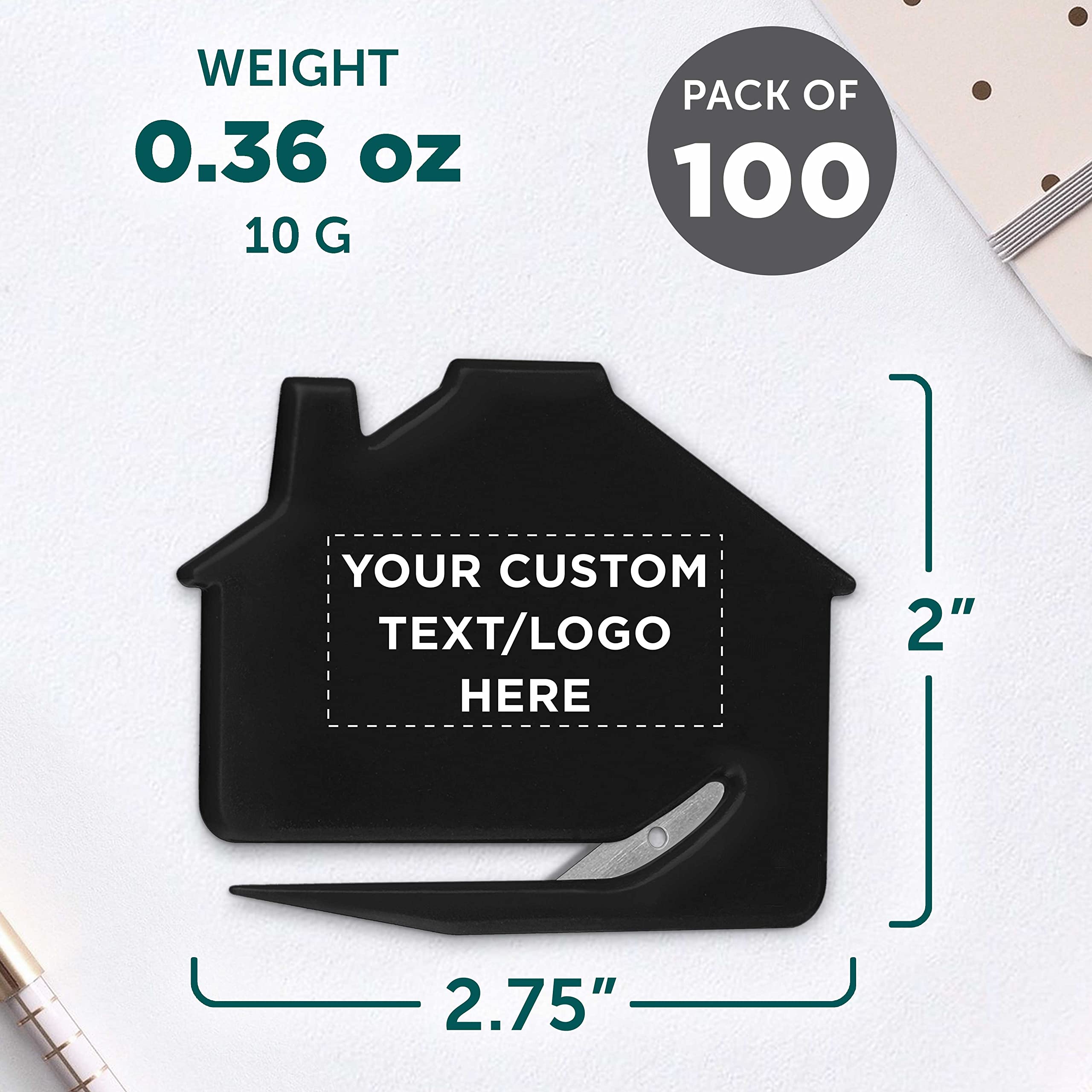 Custom House Letter Openers Set of 100 - Personalized Bulk Pack for Home & Office Use - Elegant Black Letter Opener - Perfect for Mail Opening, Office Supplies, Wedding Favors & Corporate Gifts