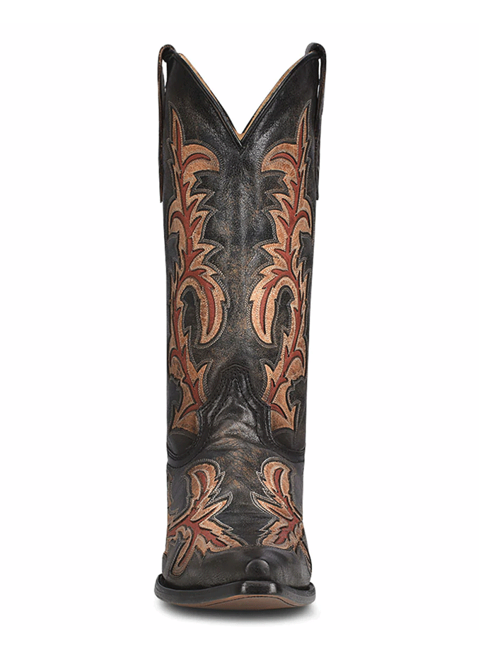 Men's Corral C3883 Inlay & Embroidery Cowboy Boots - Black & Red Western Boots for Country Dancing & Rodeo Events